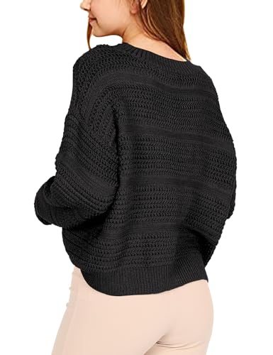 Image of Girls Pullover Sweater Crewneck Long Sleeve Solid Soft Knit Sweater