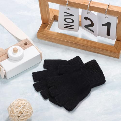 TODDOR 2 Pairs Kids Fingerless Gloves Warm Children Half Finger Mittens Acrylic Knitted Typing Gloves for Boys and Girls4