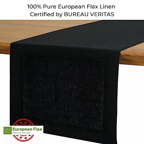 D'Moksha Homes Linen Black Table Runner 260 cm Long, 100% Pure Linen Dining Table Runner 36 x 260 CM for Dining Spring - Image 2