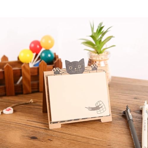 HSYTEK Haftnotizen Können Stehen 3D Niedliche Katze, Selbstklebende Klebezettel, 4 Blöcke à 40 Blatt Wiederverwendbar Sticky Notes zum Erinnerung Checkliste oder To Do für Büro, Zuhause, Schule