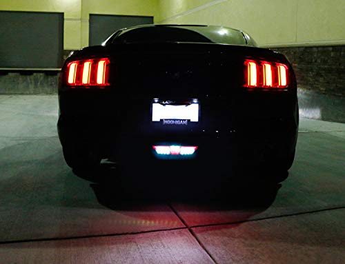 Ijdmtoy Smoked Lens Led Rear Foglamp Compatible With 2015-2017 Ford Mustang, Full Red Led Tail Light Assembly Functions As Reverse Light & Rear Fog Light #TOP7
