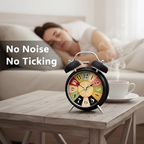 Image of Digital Alarm Clock Style Classic Analog Twin Bell Alarm Clock for Bedroom | Loud Alarm Desk Table Clock, Heavy Sleepers | Vintage Retro Clock for Home, Office, Study Table, Dcor