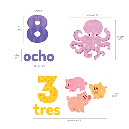 Decowall Ds-2020Es Numbers Spanish + English Wall Decals Stickers Peel And Stick Removable Wall Stickers For Kids Nursery Bedroom Living Room #TOP6