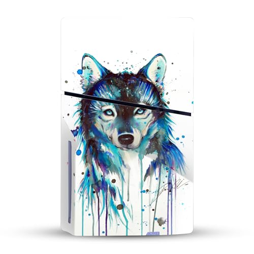 Peau vinyle pour console PS5 Slim Disc décor loup de glace pour setup gaming moderne