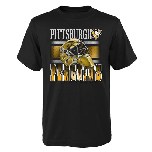 Outerstuff NHL Boys Youth Helmet Head Short Sleeve Cotton T-Shirt - Pittsburgh Penguins, Medium (10-12)