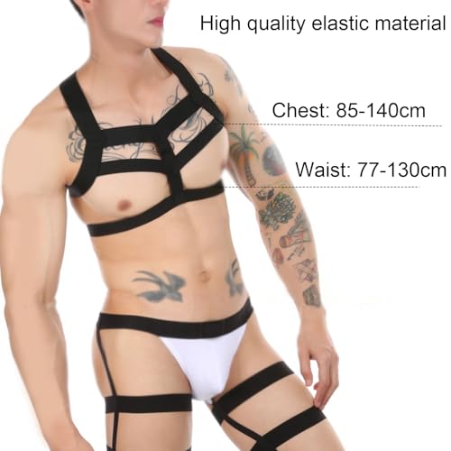 Mens Harness Belt Nylon Elastic Body Shoulder Strap Sexy Halter Club Wear Cosplay Costume Sexy Black Sissy Lingerie Adjustable Harness Men Belts Bondage Body2