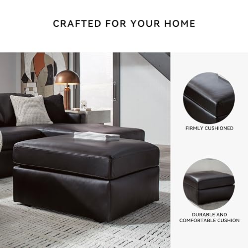 Image of Signature Design by Ashley Oversized Accent Ottoman, Black Leather