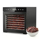 OLIXIS Food Dehydrator Machine, 500W Jerky Dehydrators with 8 Stainless Steel Large Trays, 185°F Temperature Control & 24H Timer Food Dryer for Fruit Meat Herb Dog Treats, Black