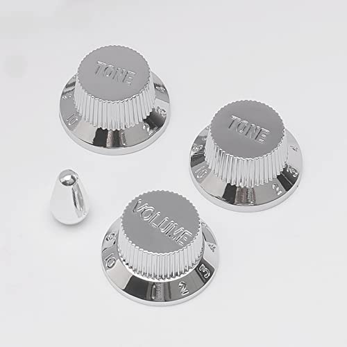 3Pcs Knob Guitar Volume Tone Control Knob Chrome With Toggle Switch Tip Knob Cap #TOP5