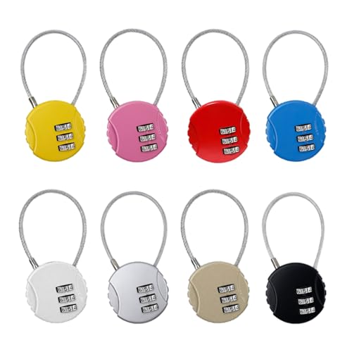 8 Pezzi Lucchetti per Bagagli, Lucchetto Combinazione 3 Cifre, Serratura Codificata a Codice Resettabile, Lucchetto Piccolo Armadietto, Serrature di Sicurezza per Valigie Zaini e Accessori (8 colori)