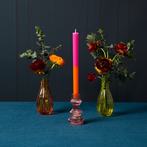 Talking Tables Ombre Tapered Dinner Candles Unscented Neon Pink and Yellow 2 Pack, Sunset, 25 cm - Image 4