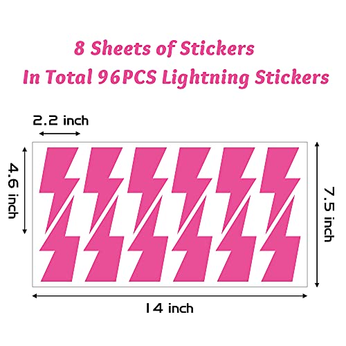 A1Diee Set Of 96 Lightning Bolt Wall Decal Preppy Pink Room Decor Aesthetic Vinyl Peel And Stick Thunder Wall Stickers For College Students Girls Pink Dorm Bedroom Living Room Nursery Decorations #TOP1