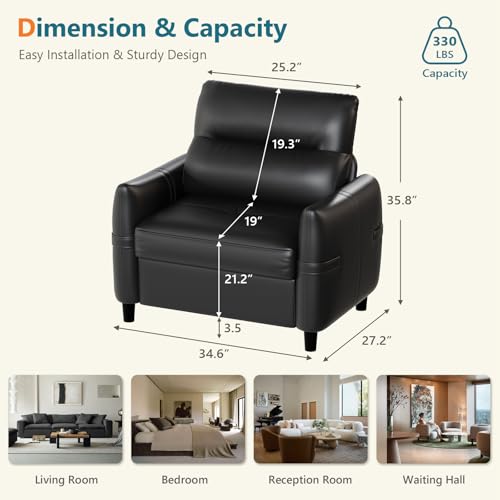 Image of STHOUYN Oversized Leather Accent Chairs for Living Room, Comfy Upholstered Deep Seat Armchair for Adults, Mid Century Modern Arm Chair for Office, Bedroom, Apartment, Reading & Waiting Room (2, Black)
