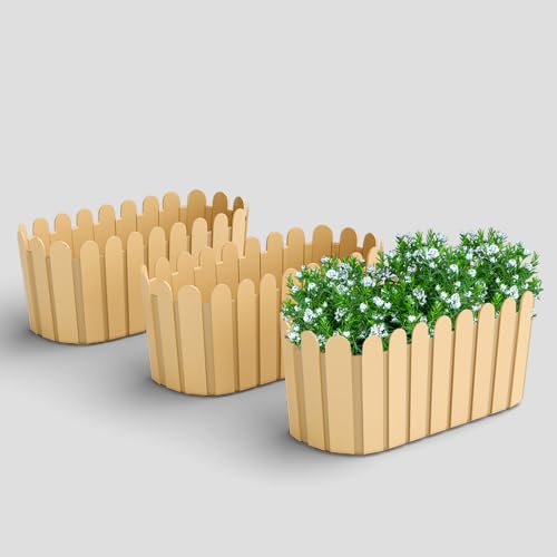 Image of YUCCABE ITALIA SHERA Fence-TRA 14 INCH Plastic Flower Pot Suitable for Inddor Outdoor Kitchen Garden
