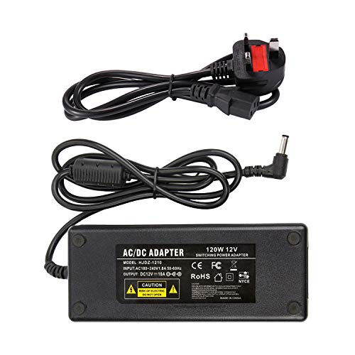 12V 10A Power Supply UK - COLM AC Adaptor 100-240V 50-60HZ DC 12V 120W Adapter Charger Transformer 5.5x2.5mm DC Output Jack for LED Strip Light LED Driver CCTV Security System