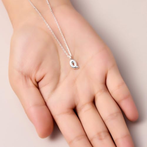 Collar de plata inicial Q para niños de Philip Jones 6