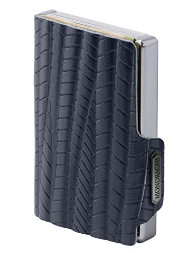 MONDRAGHI® Mini Cartera Ultraligera, Delgada, Tarjetero y Monedero, Piel auténtica, pequeña y de Bolsillo | Evolution, Turquesa, Tarjetero, Monedero, Monedero - Azul