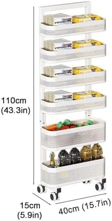 Mobile Rolling Storage Cart, 4/5/6-Tier Utility Rack with Mesh Baskets, Versatile Organizer Trolley for Bathroom & Kitchen, Space-Saving Shelving Solution