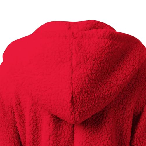 Damen-Fleece-Jacke, durchgehender Reißverschluss, warm, mit Reißverschluss, für Damen, einfarbig, lange Ärmel, grobe Strickjacke, weich, bequem, Thermo-Winterjacken mit Taschen, lässiger, übergroßer
