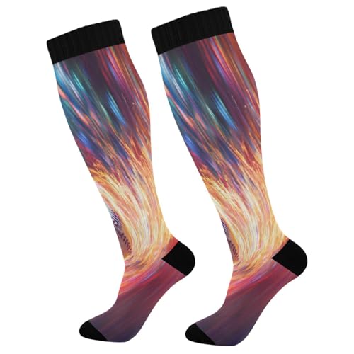 CEBUGI Baseball Compression Long Socks Women Men Knee High Running Socks for Sports Hiking Travel,1 pair