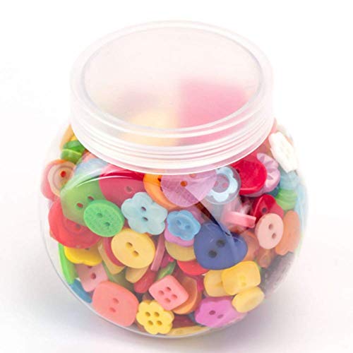 400 Pcs Mixed Sizes Resin Buttons Candy Color Square Love Flower Shape Sewing Buttons Diy Craft Supplies With Plastic Jar Container For Children's Manual Button Painting And Diy Craft Decoration #TOP2