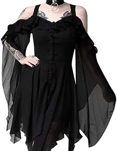 Cdiecer Halloween Women's Dress Vampire Halloween Dresses for Women Vintage Dress for Women Halloween Witch Costume for Women Gothic Halloween Dress(BK,L5) - Image 2
