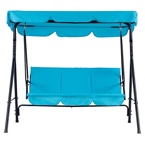 image for Mcombo 3-Person Outdoor Patio Swing Chair, Convertible Canopy Hanging 