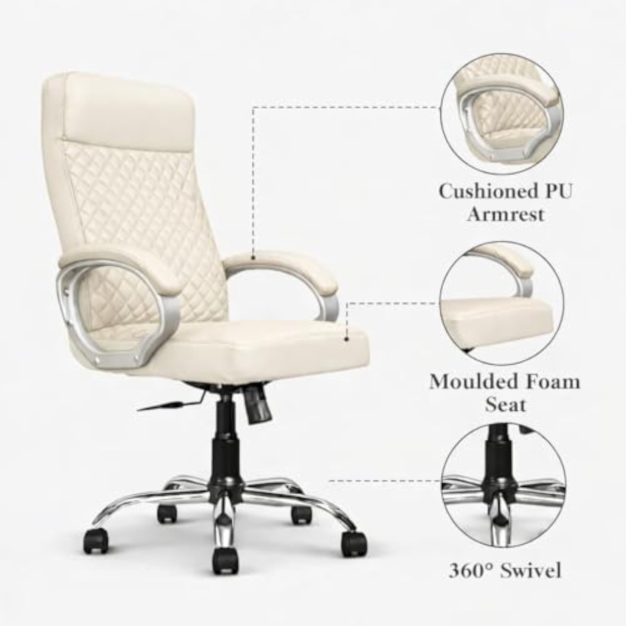 High Back Premium Executive Office Chair with Quilted PU Leather