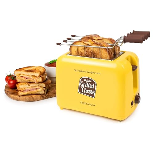 Nostalgia Deluxe Grilled Cheese Sandwich Toaster with Easy-Clean Toasting Baskets - Adjustable Toasting Dial and Extra Wide Slots - Yellow by Nostalgia - Image 9