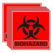 Biohazard Stickers Sign Decals 20 Pcs Waterproof Biohazard Warning Labels - Universal Biohazard Symbol Vinyl Hazardous Materials Warning Stickers for Labs, Hospitals and Industrial Use 4 INCH