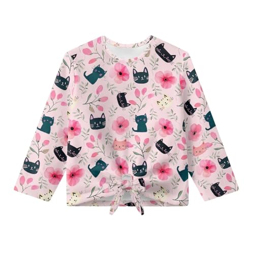 Long Sleeve T-Shirt for Girls 5-12 Years Old Casual Crewneck Tee Shirts Pullover Tie Front Crop Top Fall Outfits4