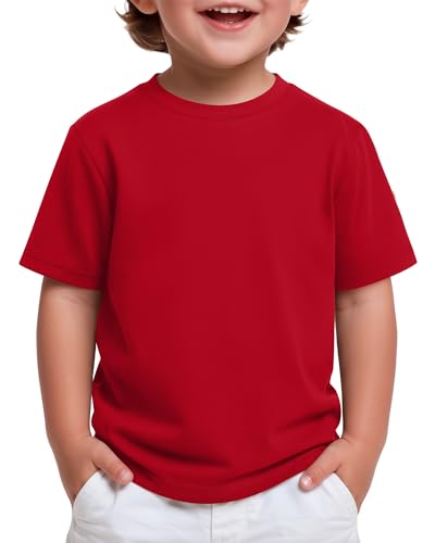 Yooo's Vivi Toddler Boys Cotton Short Sleeve Shirt – Bright Red, Size 3T