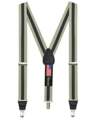 Image of HOLD'EM Suspender for Men Made in USA Y-Back Leather Crosspatch Clip on tuxedo suspenders
