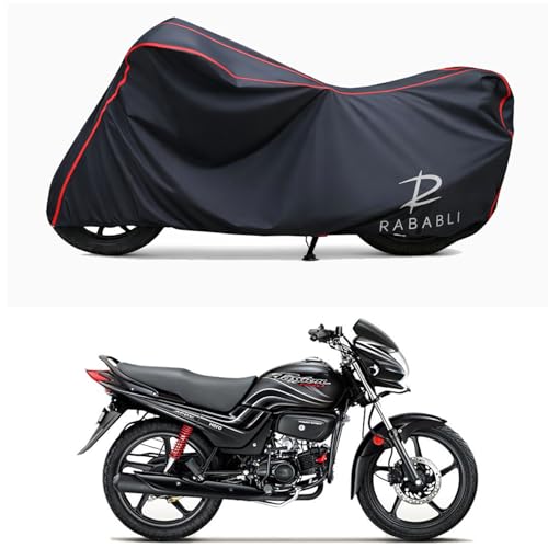 Image of Waterproof Bike Body Cover Compatible for | Hero Passion Pro Drum | Taffeta Fabric, Red Piping Design, Bottom Elastic Fit | Dustproof, Sun UV & Rain Protection for All Bikes