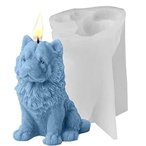 Siliconen kaarsvormen | 3D Chow Chow Vorm Siliconen Kaars Schimmel | Non-stick siliconen hars gietvorm voor epoxyhars…