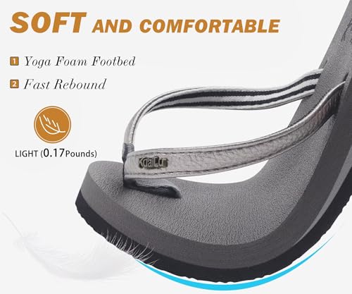Image of KuaiLu Flip Flops for Women with Arch Support Summer Beach Thong Sandals