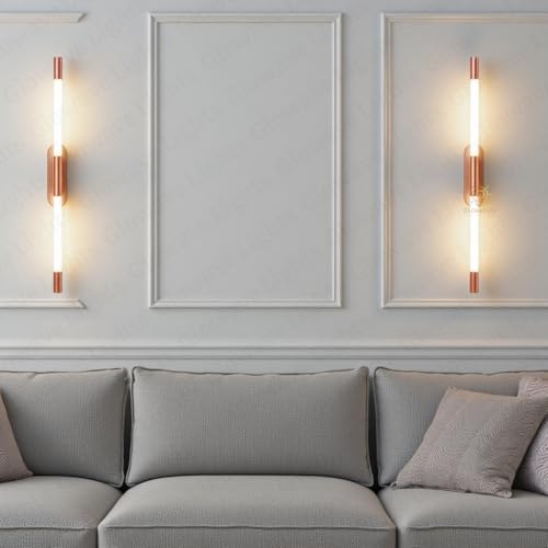 Image of Glowave Modern Rose Gold 600mm Metal LED Long Tube Wall Light - Warm White (600mm /RGD)