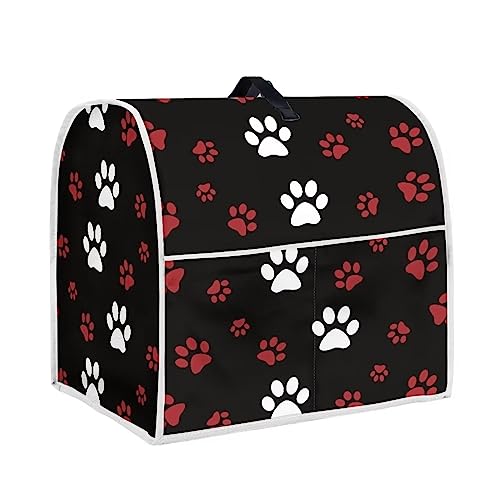 GLENLCWE White Red Dog Paw Print Stand Mixer Cover Cute Kitchen Aid Mixer Cover Compatible with 6-8Quarts Auto Mixer Cover for Puppy’s Lover