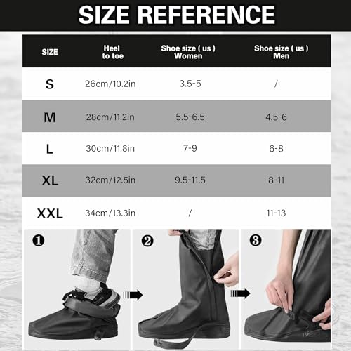 Image of iCreek Waterproof Shoe Covers Reflective Rain Boot Foldable Non-Slip Protective Overshoes for Rainy Day, Hiking, Outdoor