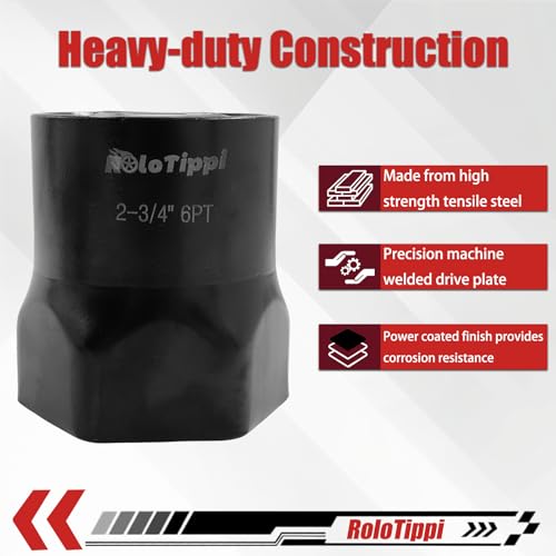 Image of 2-3 /4-Inch 6 Point Wheel Bearing Locknut Socket, 3 /4-Inch Drive, for Axle Nut Socket, Remove and Install Wheel Bearing Nuts, Carbon Steel, Powder-Coated (2-3 /4 inch 6PT, 3 /4 inch Drive)