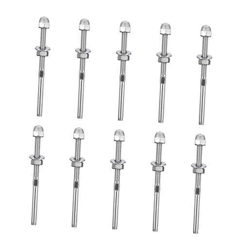 SOLUSTRE 10pcs Wire Rope Terminal Wire Rope Tension Tool Cable Railing Tensioner Cable Railing Kit Cable Tensioner for Deck Railing Systems Fitting Thread Hardware Stainless Steel