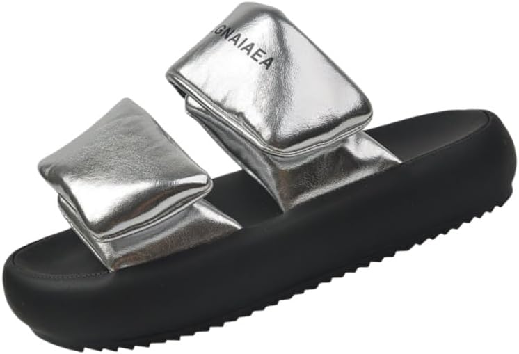 Ladies' fashionable double-pole thick-soled slippers in solid color are casual and comfortable, suitable for daily outdoor use on the beach