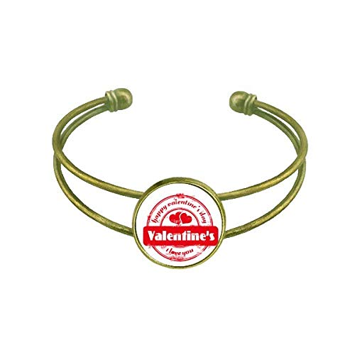Matasellos del dAa de San ValentAn corazAn Pulsera Brazalete Retro Joyas De PuAo Abierto