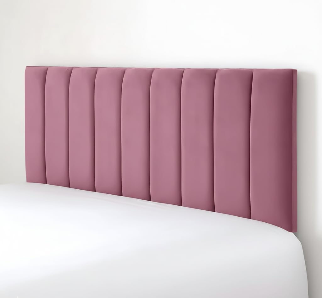 SK Stores Luxury Portland Headboard Elegant design Plush Velvet 20" Divan Bed | Upholstered Padded Headboard for Divan Beds, Bedroom and Hotel Furniture (4Ft Small Double - Pink)