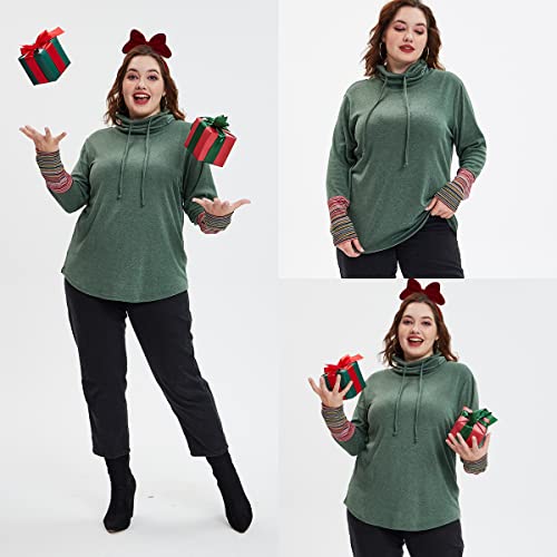 Image of CARCOS Womens Plus Size Tops Mock Neck Long Sleeve Shirts Turtleneck Tunics for Fall Winter XL-5XL