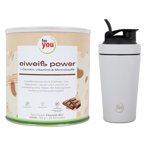 for you Power Eiweiß Schoko 750 g + Gratis Shaker – Mehrkomponenten Eiweißpulver nach Dr. Strunz mit L-Carnitin, Vitaminen & Mineralstoffen | Eiweißshake für Muskelaufbau & Regeneration | Gut löslich