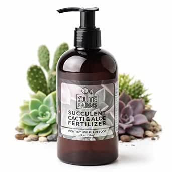 Cute Farms Succulent, Cacti, & Aloe Fertilizer - Gentle Monthly Use Formula, 8 oz