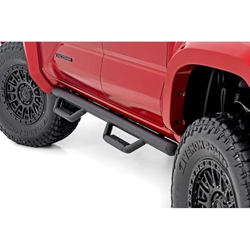 Rough Country Nerf Step Bars for Toyota Tacoma (2024-2025) Double Cab - Rugged Full Length Nerf Bars with Side Steps, Bolt-On Install