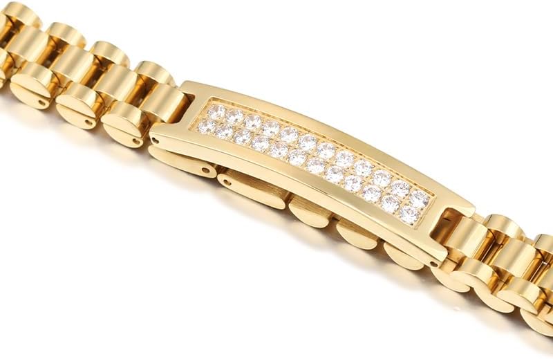 18k Gold Thick Strap Chain Bracelet For Men | Miami Cuban Watch Chain For Men And Women As A Gift - Image 3