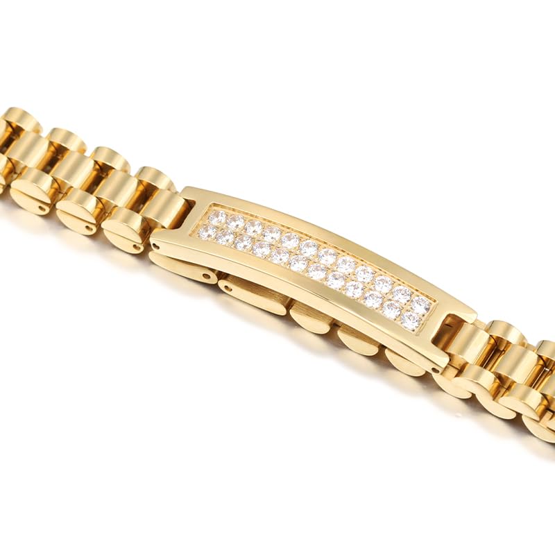 18k Gold Thick Strap Chain Bracelet For Men | Miami Cuban Watch Chain For Men And Women As A Gift3
